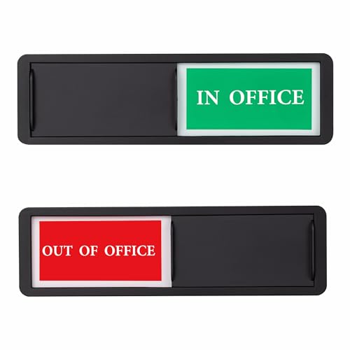 Door Sign Slider, Out of Office/In Office Sliding Status Indicator - color: Black In Office/Out Of Office