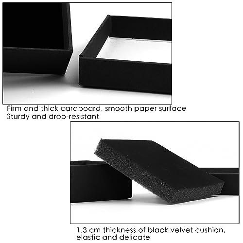 Coobbar Gift Box Necklace Earring Ring Box Gift Box,12 Pieces Square Cardboard Jewelry Gift Boxes,Cotton Filled Cardboard Paper Jewelry Box Gift Case (3.5x3.5x1.25 Inches) (Black) - color: Black