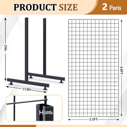 Yaocom 2 Set Grid Wall Panels, 2.5' x 4.8' Gridwall Panels Display with Ez Slide-On Grid Legs, No Hardware or Tools Required