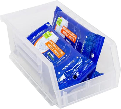 Akro-Mils 30220 AkroBins Plastic Storage Bins, 7"x4"x3", Clear, 24-Pack - color: Clear