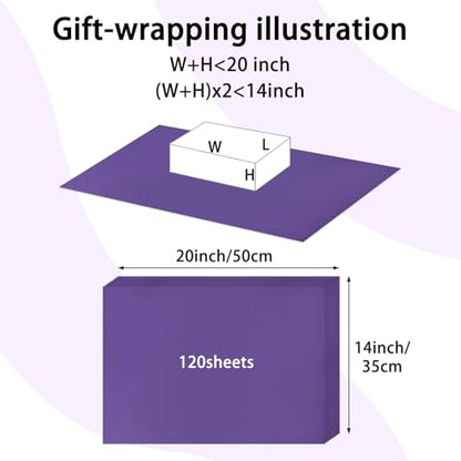 120 Sheets 14 x 20 Inch Purple Tissue Paper for Gift Bag Wrapping - color: Purple