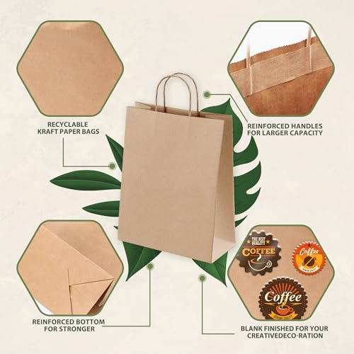 Ginkgo 100 Pcs Paper Gift Bags with Handles