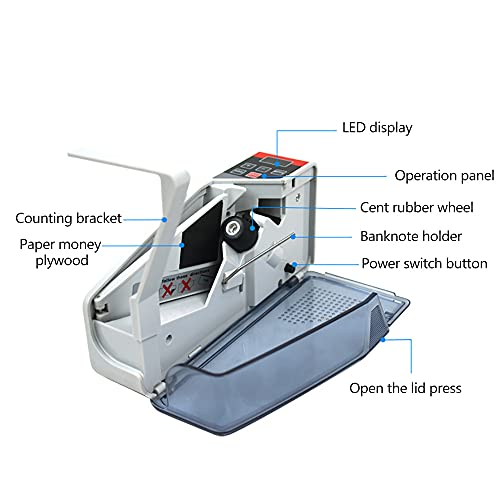 Money Counter, Portable V40 Money Counter Mini Bill Cash Counting Machine Handy Currency Counting Machine with Automatically Stop Counting Function Only for Multi-Currency Handy Banknote Counter - color: 2w-v40