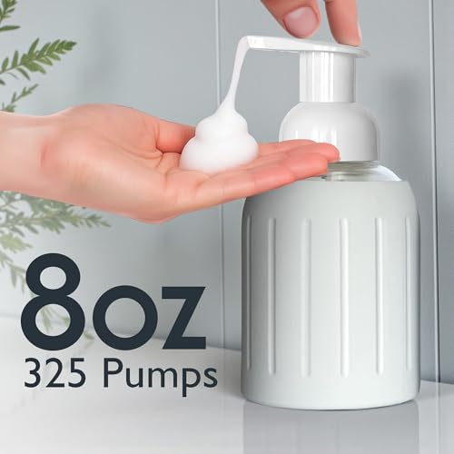 Foaming Glass Hand Soap Dispenser Pump Stone 8oz - color: Stone