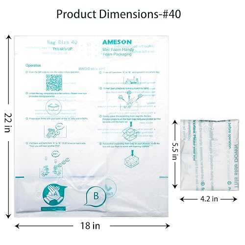 Expanding Foam Packaging Expanding Packing Foam for PC, Fragile & Irregular Valuables Items, Electronics, Ceramics, 18"x22" Expandable Packing Foam for Shipping & Moving #40 (40 PACK) - size: #40-40 pack