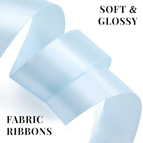 Light Blue Satin Ribbon 1 Inch x 100 Yards - color: Light Blue