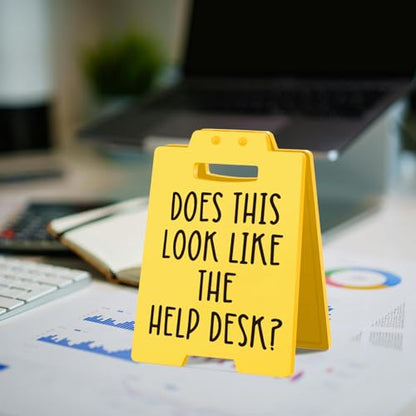 Funny Office Desk Sign – Sarcastic Cubicle Decor for Coworker, Boss, Employee – Gag Gift for Birthday, Christmas, or White Elephant - style: HELP DESK-Y