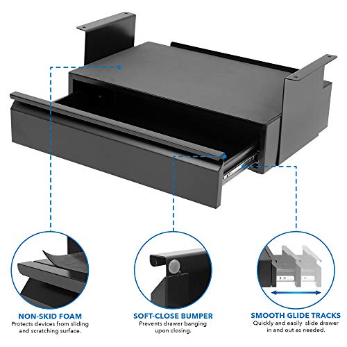Mount-It! Under Desk Pull-Out Drawer with Shelf, Steel, 20.2 in, 11 lb Cap - size: Tall