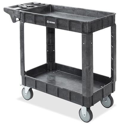 Dryser Utility Cart with Wheels, 40" x 17" Heavy Duty 550 lb. Capacity with Shelves - 2 Tier Rolling Cart with Two 5" Swivel Casters for Warehouse, Garage, Cleaning - size: 2 Shelves 2 Swivel 40x17