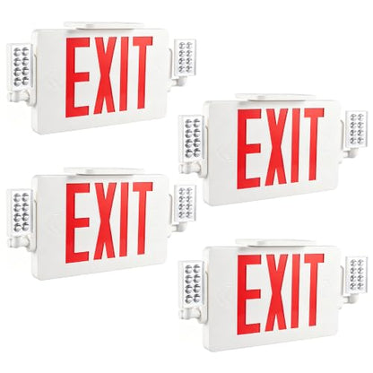 Gruenlich Exit Sign with Emergency Light, Battery Backup, 4 Pack - size: 4-Pack