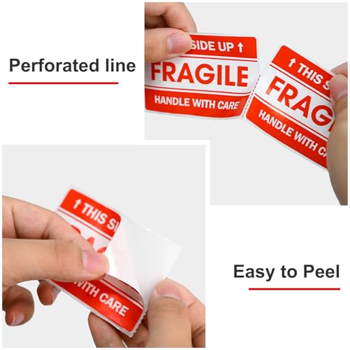 LLIKED 1000 Fragile Stickers 2"x3" for Shipping and Moving - size: 2"x3", style: 2 Rolls,1000 Labels