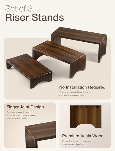 Tidita Wooden 3 Tier Cupcake Stand with Non-Slip Pads (Walnut Color) - color: Walnut