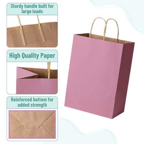 Mr. Pen- Paper Gift Bags with Handles, 32 Pack, 7.6" x 4.7" x 10.6" - color: Light Pink, size: 32 Pack