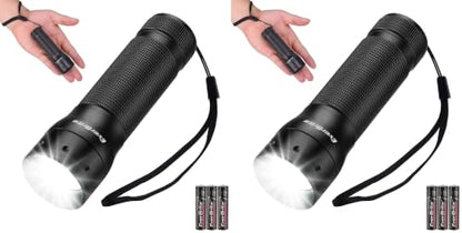 EverBrite Mini Flashlight, Zoomable LED Flash Light, 3 Modes, 3AAA Batteries Included, Handheld Small Flashlight for Camping, Emergency, Home – Black (Pack of 2) - color: Black, size: Small (Pack of 2)
