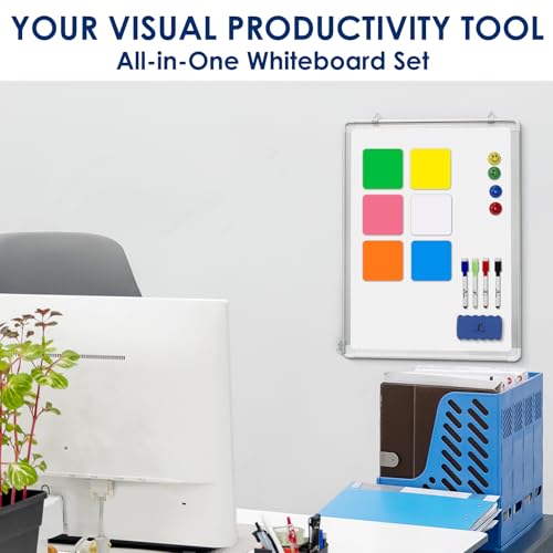 Whiteboard Set, 24x18 in White Board Dry Erase for Wall with Magnetic Notes - size: 24x18"