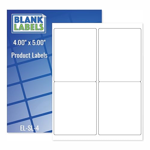 Shipping Labels (Stamps.com SDC-4650) from Blank Labels - 4” x 5” - 4 Labels Per Sheet - Permanent White Matte - Inkjet and Laser Guaranteed - Easy to Peel - Made in USA - 10 Sheets - 40 Labels - size: 4" x 5"