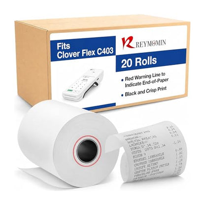 Thermal Paper Rolls Compatible for Clover Flex C401, C403, C405-20 Rolls