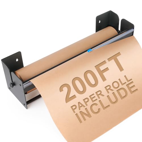 Perkhomy 36 Inch Paper Roll Dispenser and Cutter - Heavy-Duty Wall Mountable, Non Slip Tabletop - Kraft, Freezer, Butcher Paper - Up to 300ft Rolls (Black, 36 Inch)