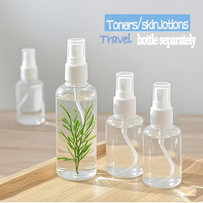4Pk Clear Empty Travel Spray Bottles, Leakproof for Toner Face Hair