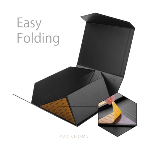 PACKHOME 6 Black Gift Boxes 9x6.5x3.8in with Magnetic Lids - color: 9x6.5x3.8 Inch-Black-Pack of 6