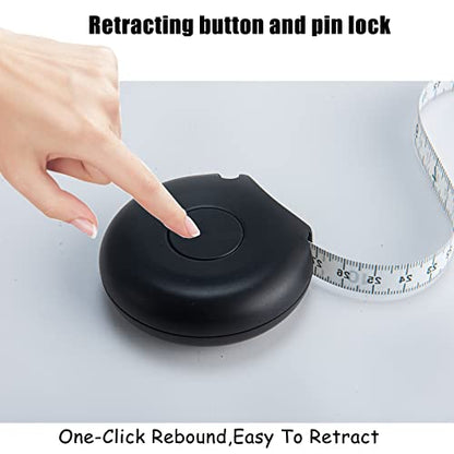 Tape Measure Body Measuring Tape 80inch/205cm Lock Pin Retract Tape Measure for Tailor Fitness Clothes Sewing Handcrafts Weight Loss Body Measurement - color: Black Black White 3 pack