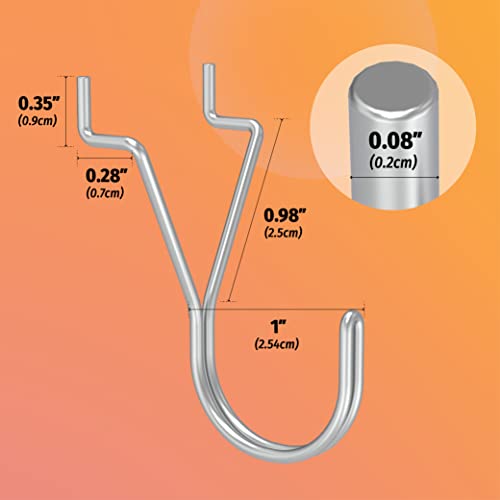 HUHOLE 40 Pack 1 Inch Silver Pegboard J Hooks - style: 1" J-Hook 40PC Silver