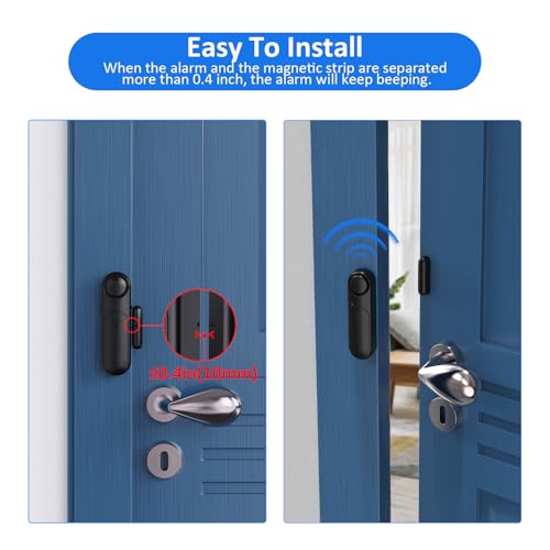 Window & Door Alarm When Opened 2-Pack for Kids Safety/Home Security, Black - color: Black