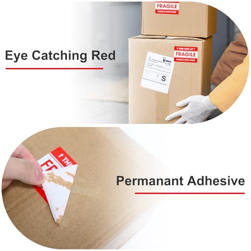 L Liked 2"x 3" 500 Fragile Stickers for Shipping and Moving (Pack of 2) - size: 2"x3" (Pack of 2), style: 1 Rolls,500 Labels