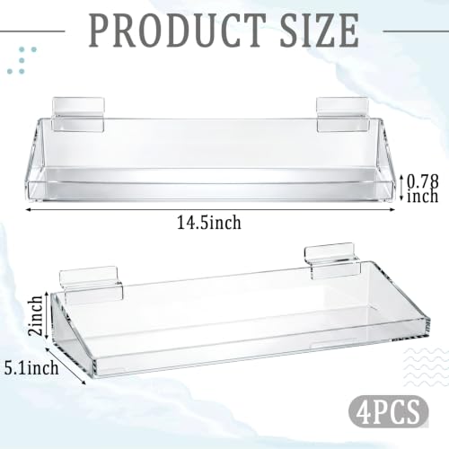 Zhehao 4 Pcs Slatwall Acrylic Shelves,14.5" X 5.1" X 2" - size: 14.5" X 5.1" X 2"