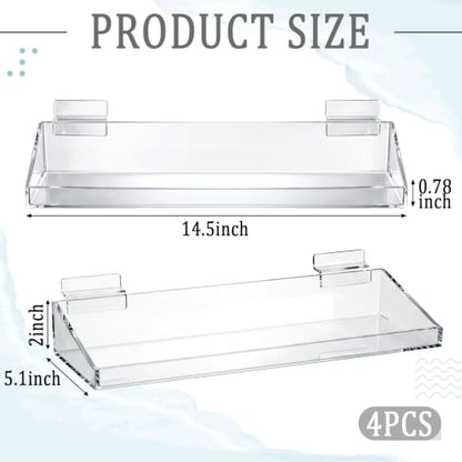 Zhehao 4 Pcs Slatwall Acrylic Shelves,14.5" X 5.1" X 2" - size: 14.5" X 5.1" X 2"