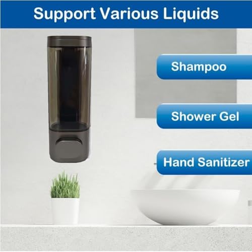 Wall Mounted Hand Soap Dispenser, 1 Chamber, 10oz/300ml Single Gun Gray Shampoo and Conditioner Dispenser, Bathroom Shower Dispenser Gel Lotion Dispenser，Organizer for Bathroom Kitchen Hotel - color: Gun Gray