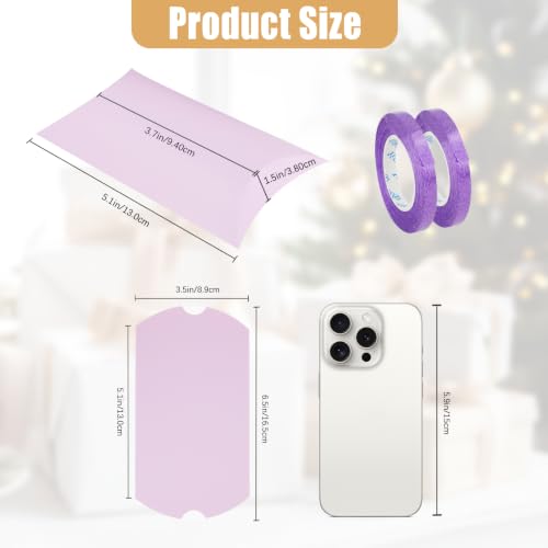 WCHOSOZH 30Pcs Pillow Boxes, Kraft Paper Gift Boxes with Ribbon Purple - color: Purple