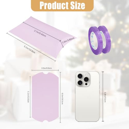 WCHOSOZH 30Pcs Pillow Boxes, Kraft Paper Gift Boxes with Ribbon Purple - color: Purple