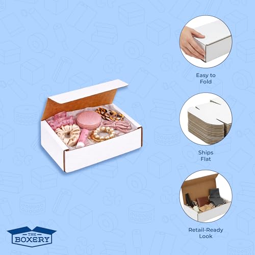 The Boxery Corrugated Mailers White Tuck Shipping Boxes (3x2x2) - size: 3x2x2