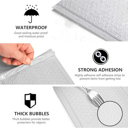 9527 Product Self Sealing Poly Bubble Mailers 9.5"x 13.5" Padded Shipping Envelopes 25Pcs - color: White, size: 9.5"x13.5"|25Pcs