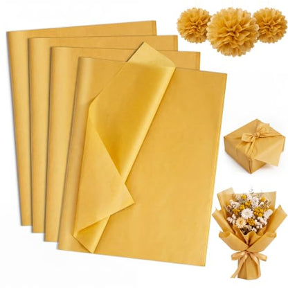 woric 160 Sheets Gold Tissue Paper for Gift Bags 14 X 20 Inches - color: Gold