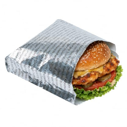 Restaurantware Paper Printed Burger Foil Bag, 5.9 x 1.2 x 6.5 In, 100 Pack - size: 6"
