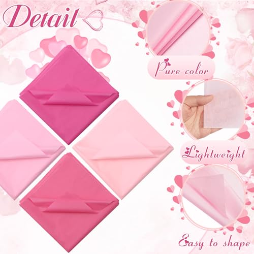 500 Sheet Pink Tissue Paper Bulk 20 x 20 Inch for Wedding Birthday Gift Bag - color: Pink, size: 20 x 20 Inch