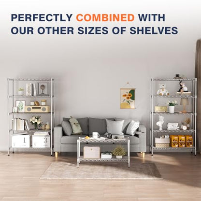 2-Tier Heavy Duty Metal Shelving Unit,Wire Shelf Rack with Lockable Wheels - size: 2-Tier,36"x18"x19.5"(WxDxH）
