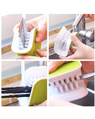 Non-Slip Blade Brush, Knife Cleaner, ABS Cutlery Cleaner, Double Sided - color: Green, size: 1 Count (Pack of 1)