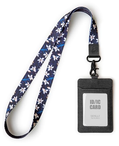 ID Badge Holder Gift with Cute Neck Lanyard Strap, 2 Card Slots and 1 Clear ID Window, for Women and Men - color: N008
