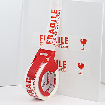 JIALAI HOME Fragile Tape Handle with Care Packing Tape 6 Rolls, Heavy Duty Shipping Box Sealing Tape with Dispenser, 2 Inch x 330 Feet (110 Yards) for Shipping and Moving Boxes