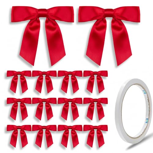 2.5inch Red Bows,30pcs Self Adhesive Gift Wrap Bows Small Premade Ribbons Crafts Christmas Bows for Presents - color: Red
