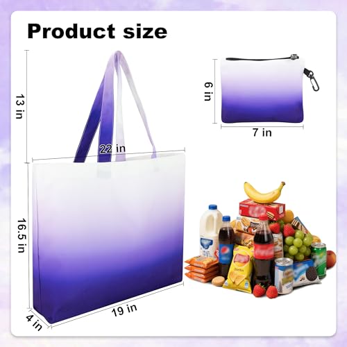 HOLYLUCK Tote Bag with a Detachable Small Bag, Foldable Reusable Grocery Bags 20L Shopping Bag - color: Gradient Purple