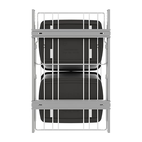 Rev-A-Shelf RV-18KD-13C-S Double Pullout Trash Can for Kitchen Cabinets 35 Quart Garbage Recycling Bin on Full Extension Slides, Gray - color: Dark Gray