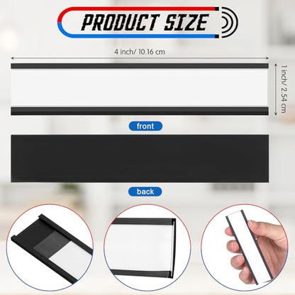 ReliThick 100 Pack 4" x 1" C Channel Magnetic Label Holders for Metal Racks and Shelves with Protective Films and Replacement Strips