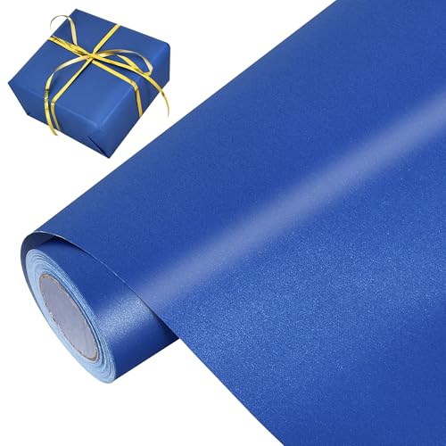 BEISHIDA Royal Blue Pearly-Lustre Gift Wrapping Paper Roll for Gift Packing - color: shimmer-royalblue