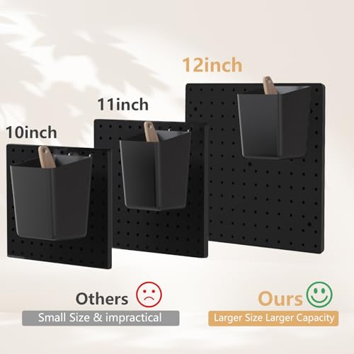 FZK Modular Plastic Pegboard Wall Organizer Kit, Black, 12x12, 4 Panels - color: Pegboard Kit-Black-2