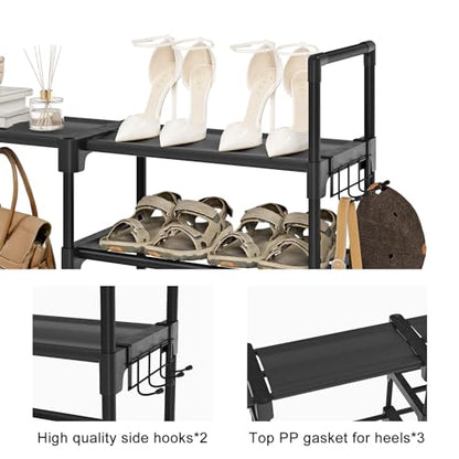 WOWLIVE 9 Tier 3-Column Shoe Rack, 50-55 Pairs Stackable Black - color: Black, size: 3 Row 9 Tier