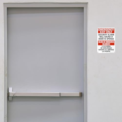 SmartSign "Emergency Exit Only - Security Alarm Will Sound If Door Is Opened" Bilingual Sign | 10" x 14" Plastic
